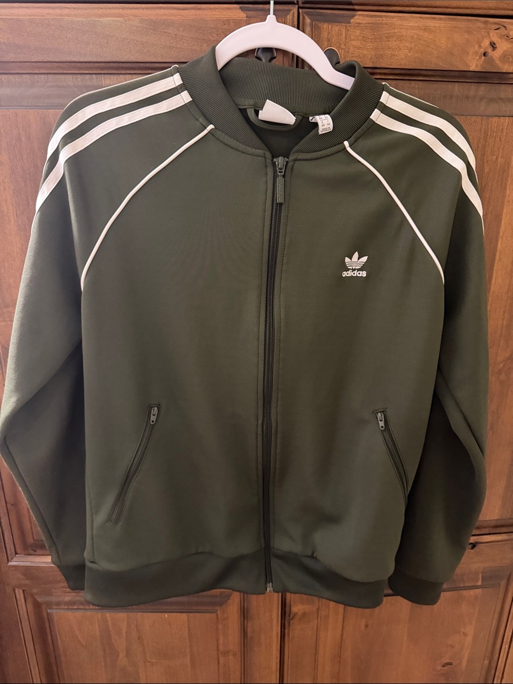 adidas Olive Track Jacket with White Stripes